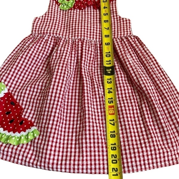 Emily Rose Girls Red White Gingham Seersucker Summer Dress Watermelon Size 3T - Picture 9 of 14